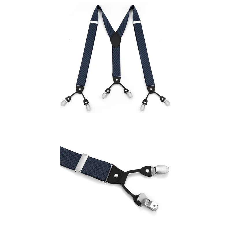 Британский ретро-серо-синий саржевый стиль, мужской джентльменский костюм с шестью зажимами, аксессуар для брюк, нескользящие подтяжки.