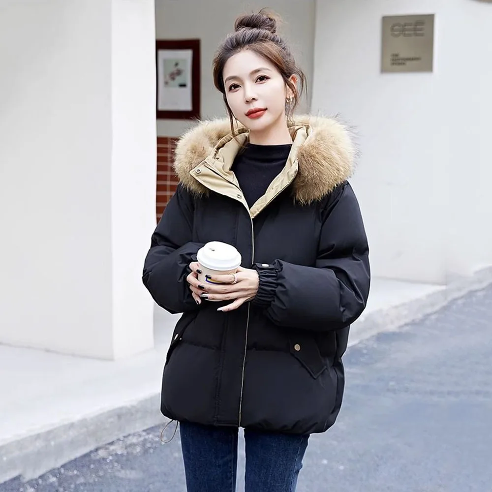 Winter Eiderdown Cotton-padded Clothes Female 2024 Explosions Cotton-padded Jacket Fashion Embroidery Loose Warm Hooded Coat.