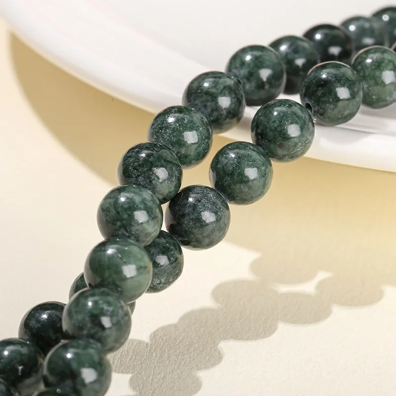 Naturstein dunkelgrüne Jade Jaspis Perlen runde lose Abstand halter 6 8 10mm für Schmuck herstellung DIY Halskette Armband Zubehör