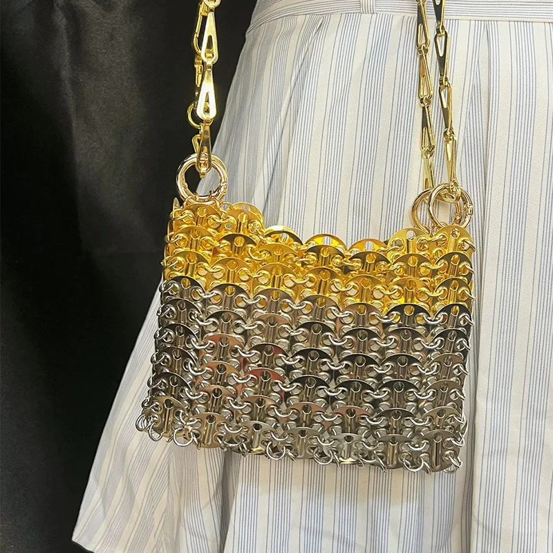 

Дизайнерская большая сумка Роскошные эстетические сумки Женская сумка Ручная сращивание Металлическая сумка Женская свадебная банкетная сумка на плечо Вечерняя сумка