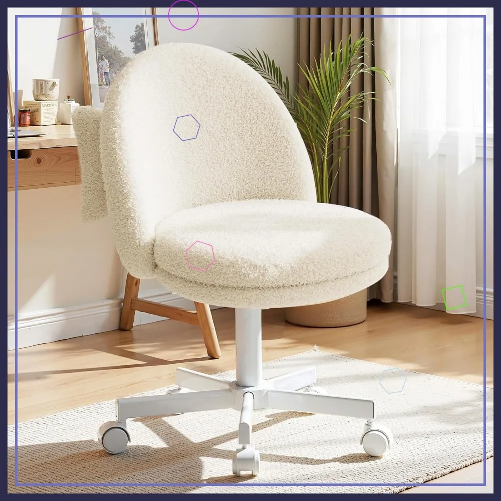 

Velvet Adjustable Office Chair with Wheels, Ergonomic Armless Design, Bow Lumbar Pillow for Home and Office Use