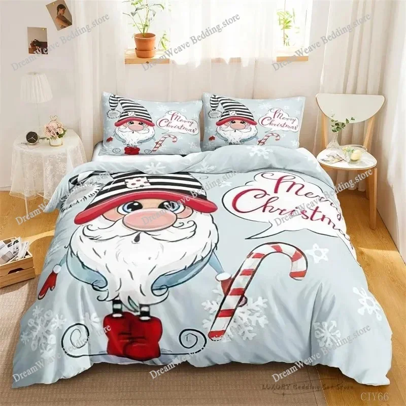Duvet Cover Cute Cartoon Dwarf Christmas Series Bedding Set for Kids and Adults Single Double Queen Room Decor Gift