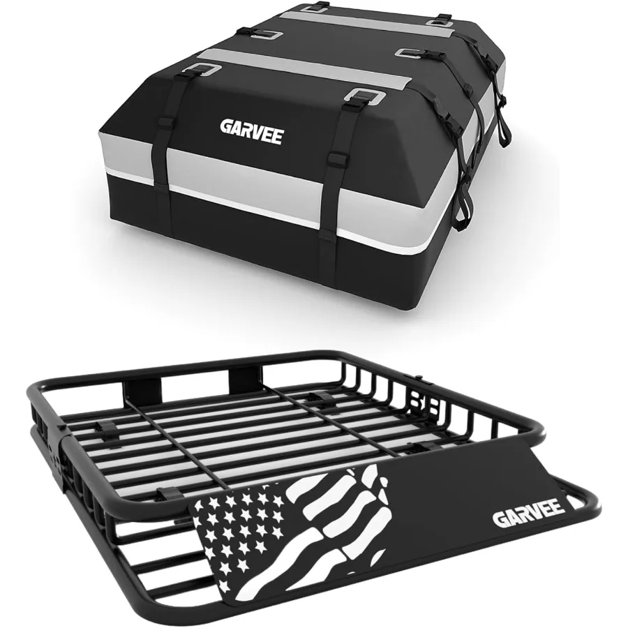 

Универсальная корзина на крышу 46 x 36 с вместительностью 200 фунтов и водонепроницаемой сумкой для багажа на 15 кубических футов 44 x 34 для внедорожников, грузовиков и V