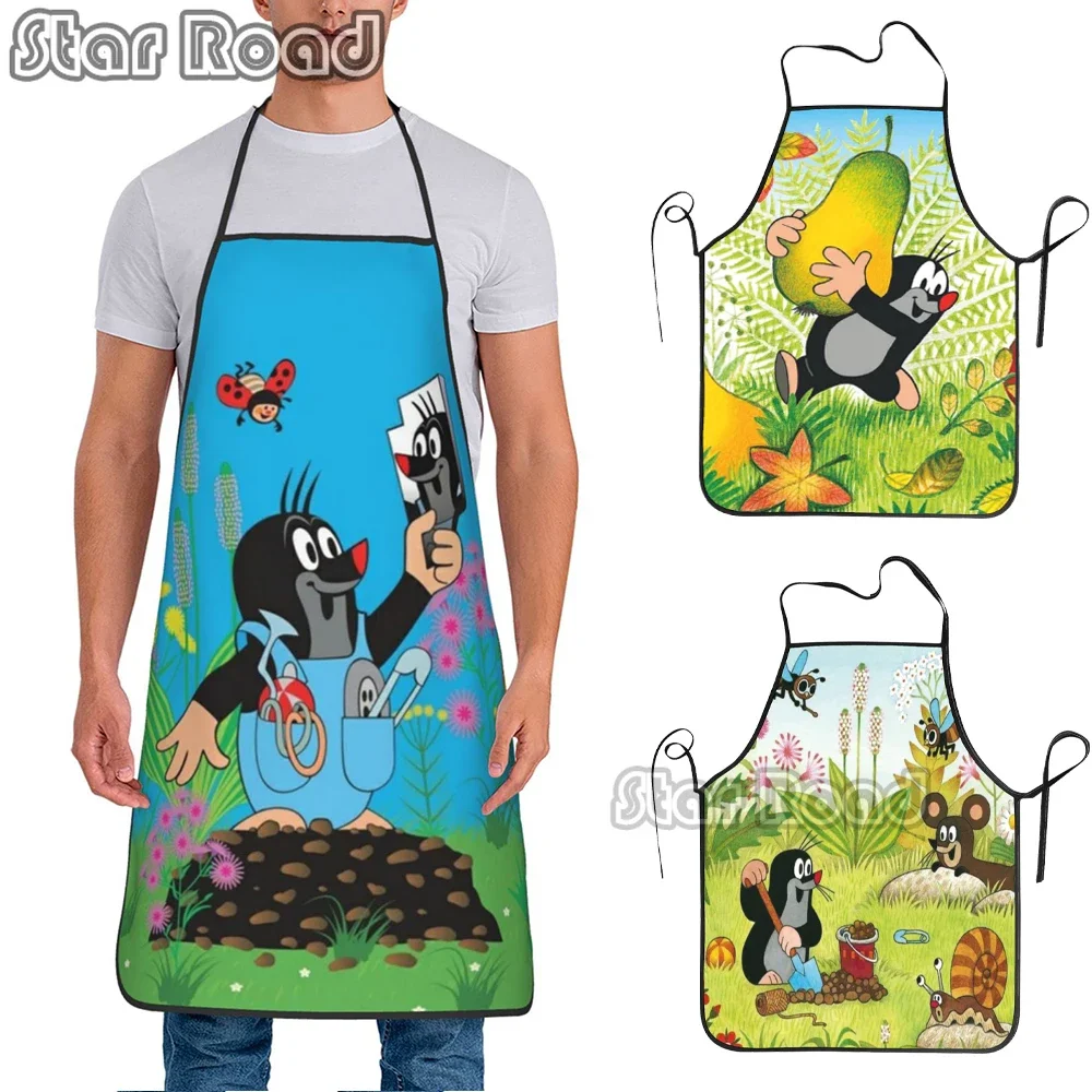 Cute Happy Mole Krtek Funny Apron Women Men Cartoon Little Maulwurf Adult Unisex Kitchen Chef Bib Tablier Cuisine Cooking Baking