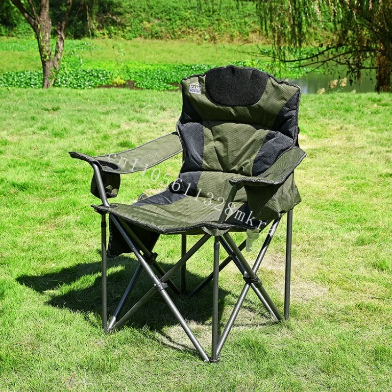 

New modern design metal folding chair with cotton trim square 600D Oxford cloth garden beach fishing camping chair