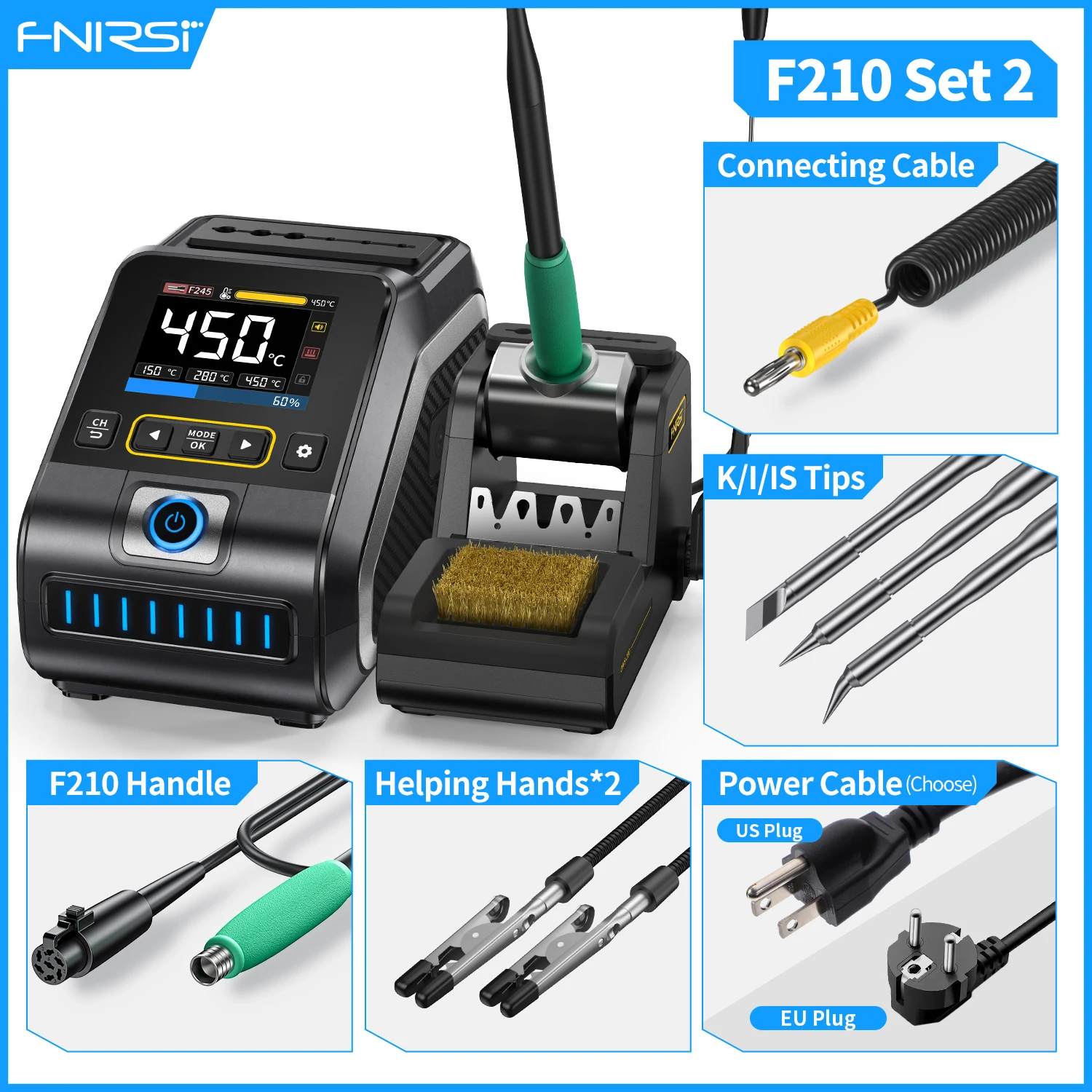 FNIRSI DWS-200 Soldeerstation 200W C210 C245 Soldeerbout Handvat Met Solderen Helpende Hand Elektronisch Lassen Rework Station