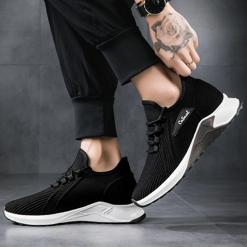 أحذية رياضية بمسام تهوية للمصاعد للرجال ، كعب مخفي ، أحذية عالية ، نعل زيادة ، أحذية بطول ، 10 * ، 8 ، 6 * ، اختيارية