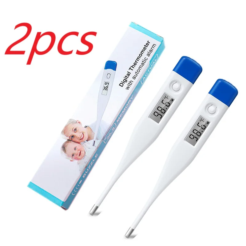 2 قطعة ميزان الحرارة الإلكترونية الصلبة رئيس الفم الإبط قياس درجة الحرارة المنزلية الكبار الأطفال ميزان الحرارة للحمى