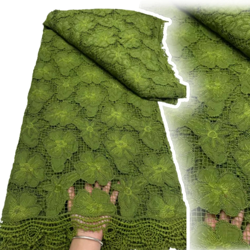 

2025 High Quality African Nigerian Milk Silk Sequence Lace Fabric Guipure Cord Laces for Wedding Party Sewing Material AH1260