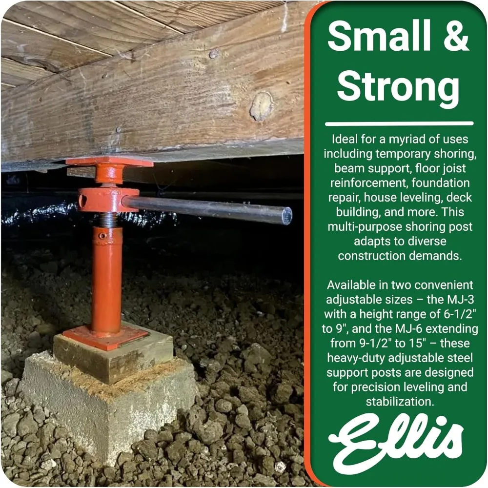 عمود مقبس لولبي صغير قابل للتعديل لكريم الأساس المنزلي وتسوية الأرضية ودعم الخرسانة - سعة 15000 رطلاً