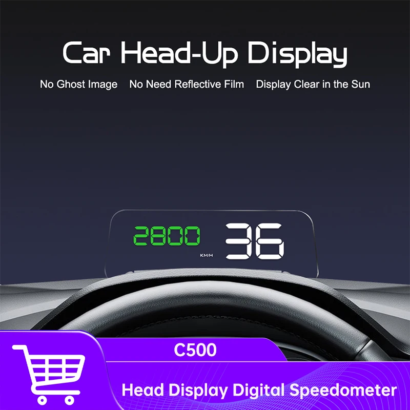 

C500 Auto OBD2/GPS HUD проекционный дисплей EOBD лобовое стекло автомобильный спидометр проектор цифровые аксессуары для всех автомобилей