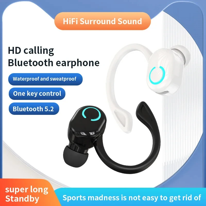 Bluetooth 5.1 Headset Wireless Earbuds Earphones Stereo Headphones Ear Hook F8 image 4