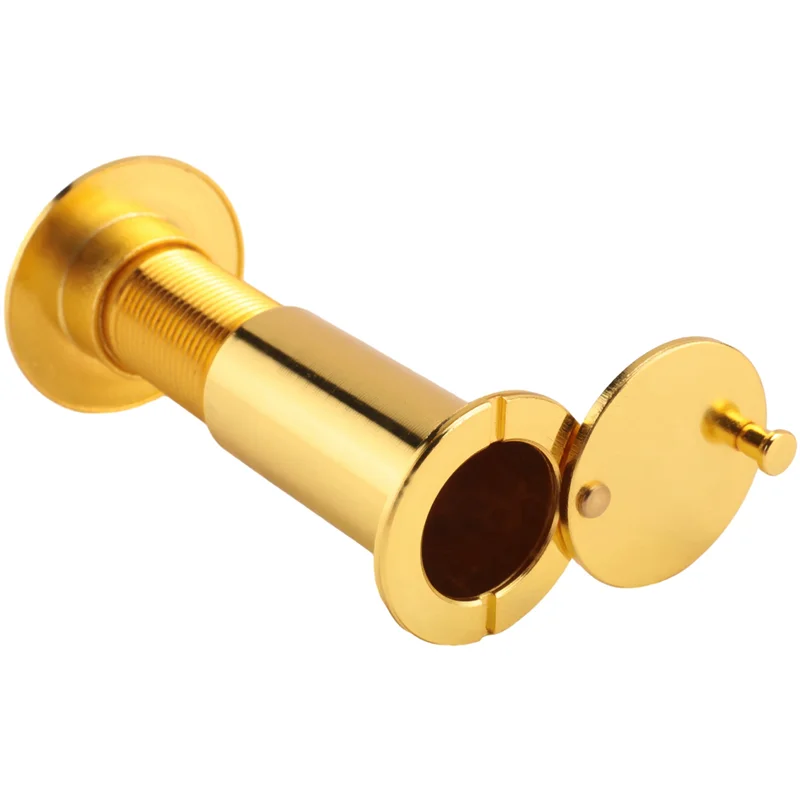 AT44-2X 200 Degree Retractable 36-58Mm Security Door Viewer Peephole Peep Hole Spyhole + Cover, Gold