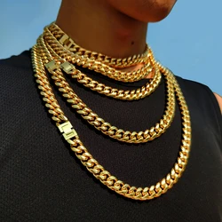 6/8/10/12/14/18MM Hip Hop Rock Stainless Steel Cuban Choker Jewelry Miami Cuban Link Chain Necklace For Men Women Drop Shipping