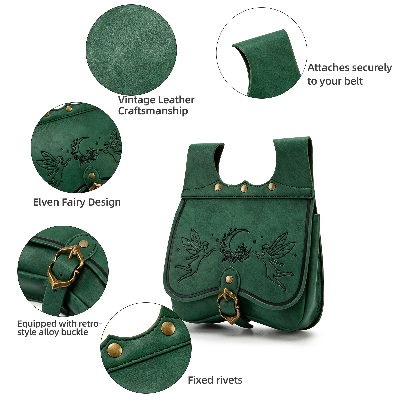 Bolsa de Cintura Decorativa Medieval, Estilo Forestal, Vintage, con Cierre de Solapa, para Colgar en la Cintura