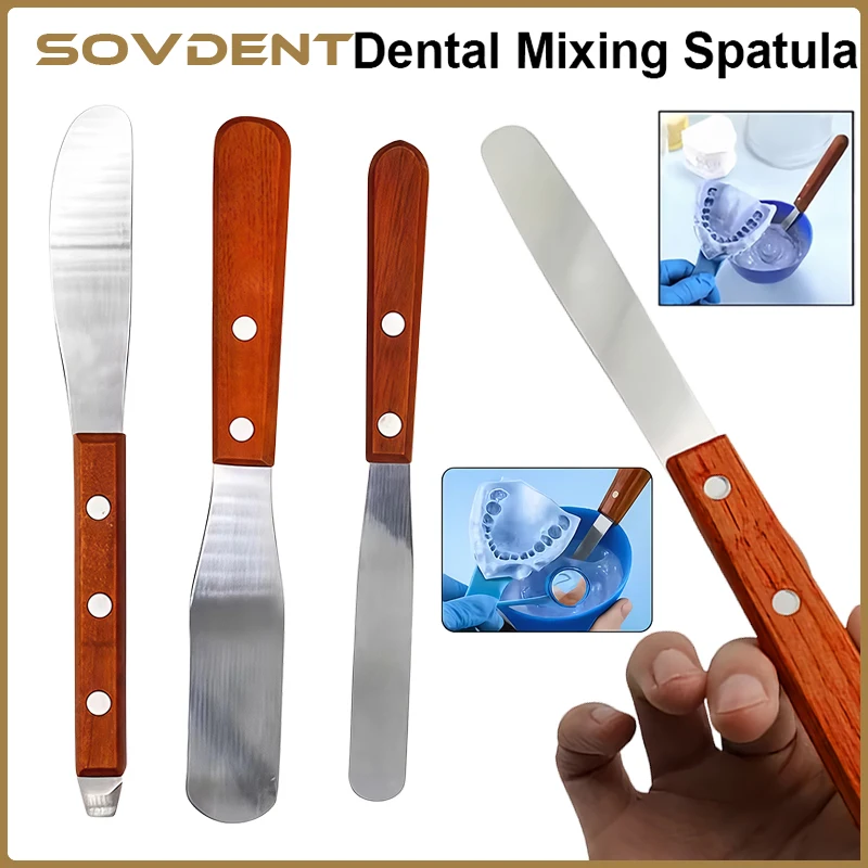 1Pcs Dental Alginate Mixing Plaster Spatula Knife Impression Material Wooden Handle Spatula  Dental Lab Gypsum Spatula