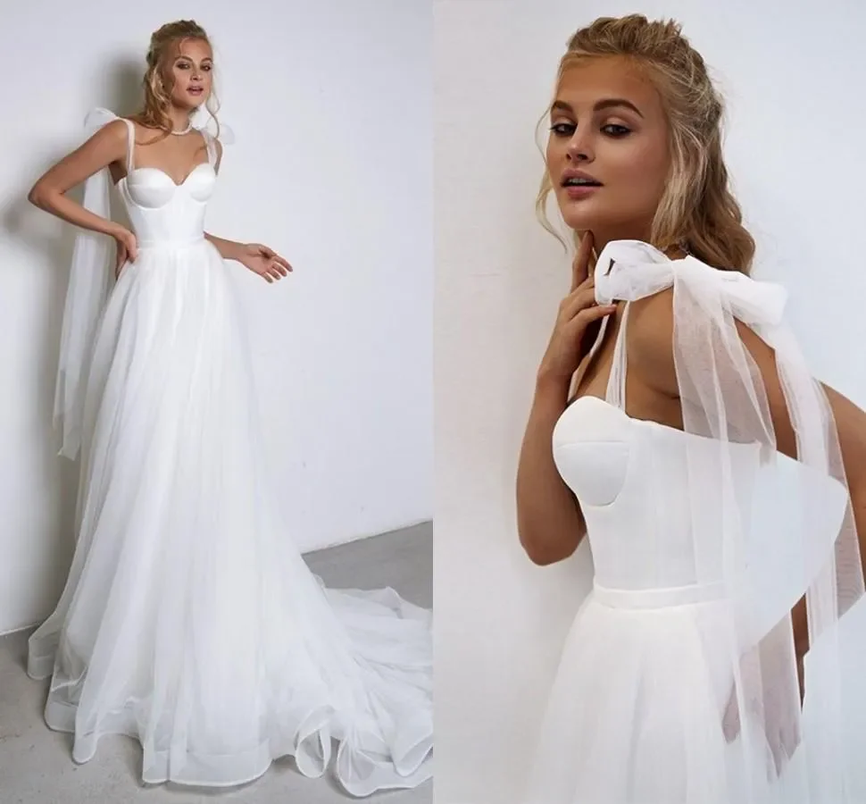 Eleganti abiti da sposa semplici taglie forti abiti da sposa spalline sottili Sweetheart lunghezza del pavimento secondo abiti da ricevimento personalizzati