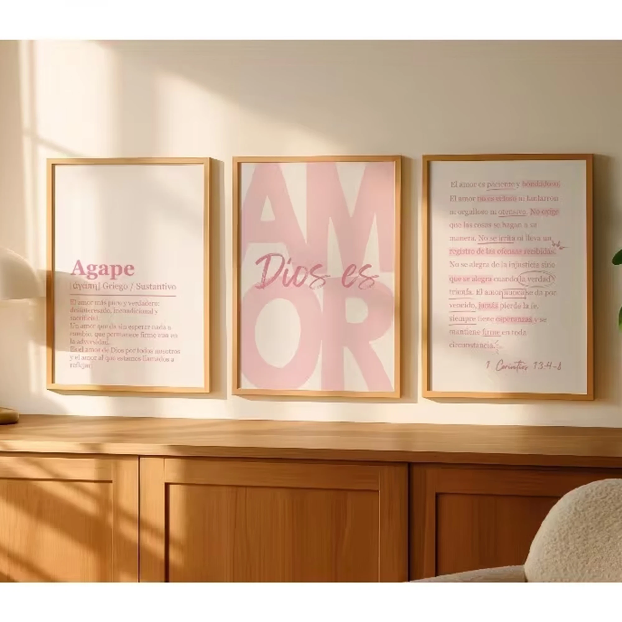 Home Decor Quotes - 3pcs Modern Pink Christian Quotes Wall