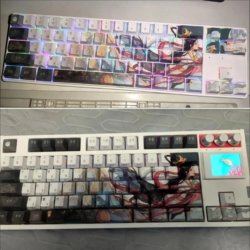 652F Thick PBT 108 Keycap Set Featuring Chinese Theme For Various Mechanical Keyboards Keycaps Replacement