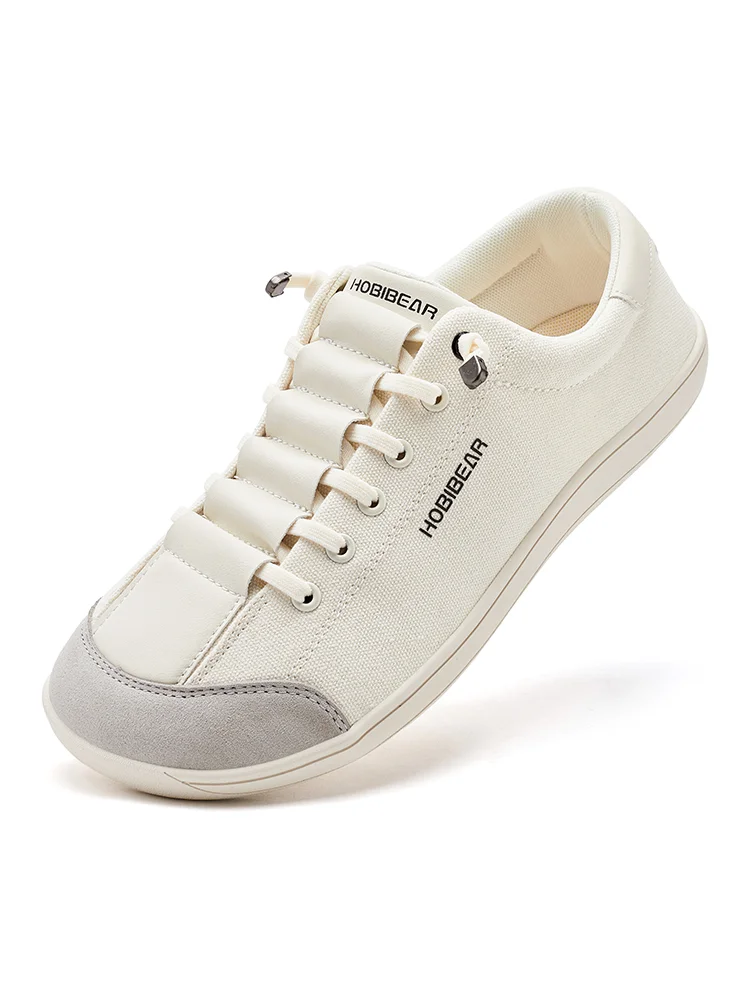 HOBIBEAR Sapatos descalços de bico largo para tênis unissex minimalistas de couro artificial leve e