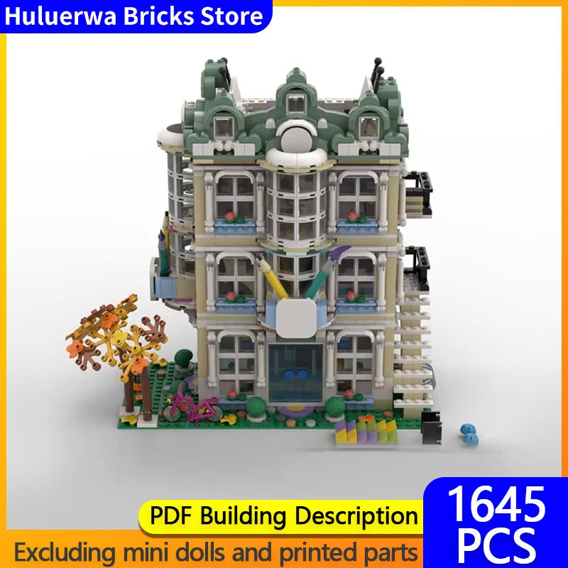 Street View Model MOC Building Bricks Corner Of Art School Classroom Modular Technology Gifts Holiday Assemble Children Toy Suit