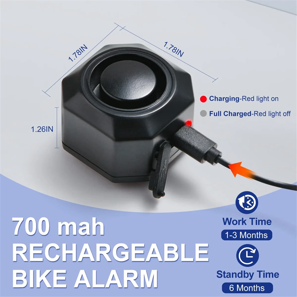 Bike Horn Electric Vehicle Alarm Wireless Alarm System with Motion Sensor Waterproof Rechargeable Antitheft Alarm