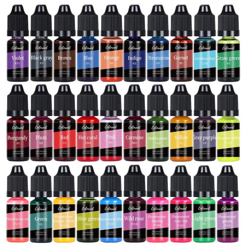 30 Colors 10ml Candle Dyes Pigment Set DIY Candle Soap Dye Liquid Colorant Making Kit Handmade Candle Mold Resin Crafts