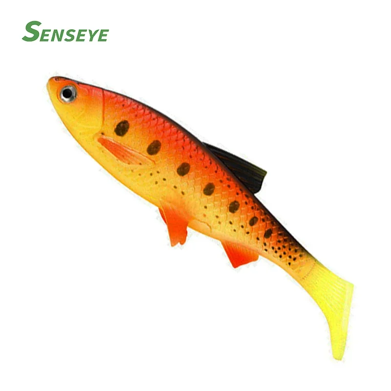 1Pcs Large Sinking Soft Plastic Fishing Lure 35g PaddleTail 3D Eyes Artificial Soft Swimbait Big Game Wobbler Salmon Pike Tarpon