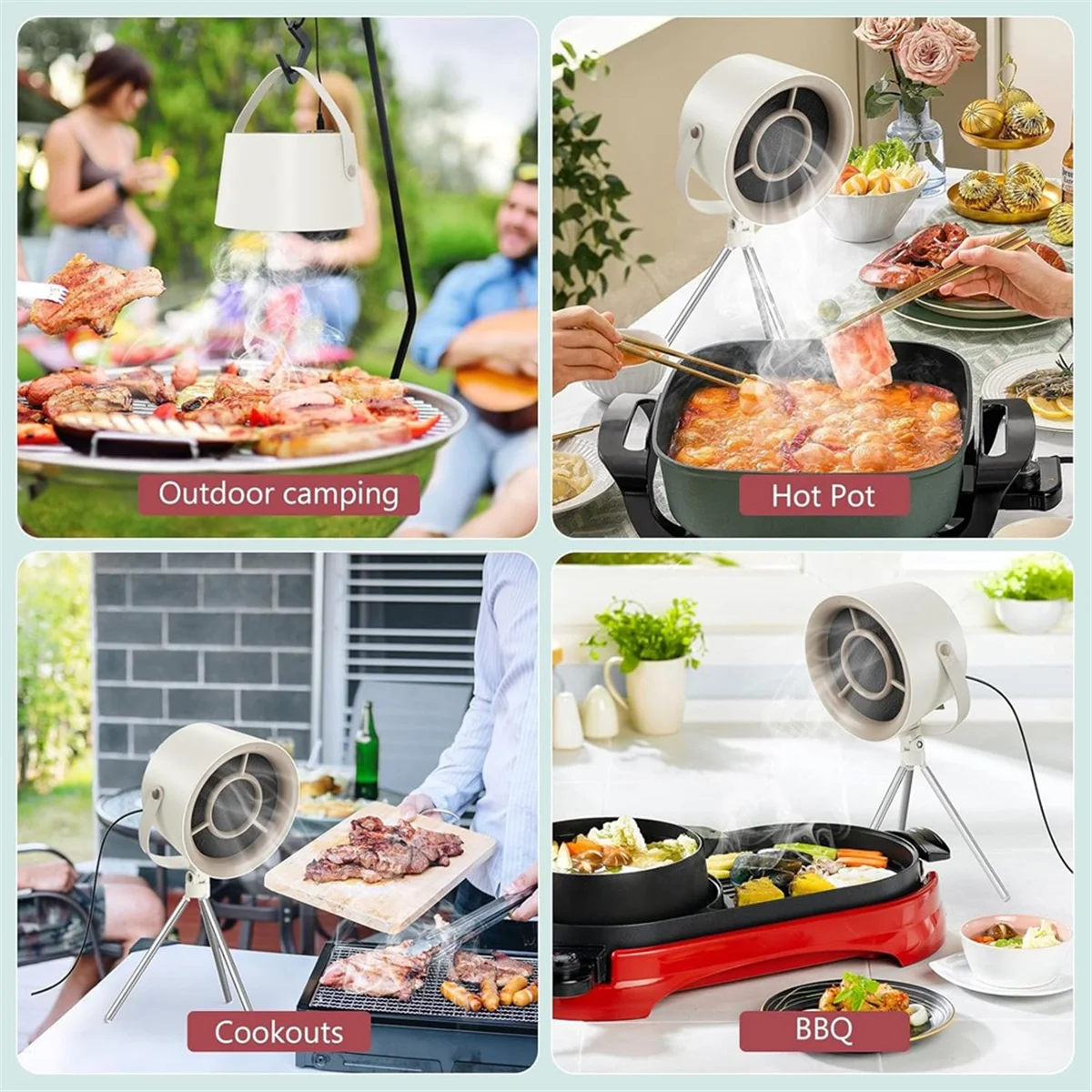 Campana extractora portátil, extractor de cocina, Campana extractora de escritorio para cocinar con 3 velocidades para barbacoa interior caliente