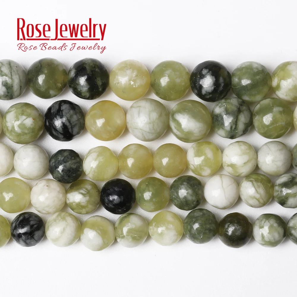 

Natural Green Cloud Jades Stone Beads For Jewelry Making Bracelets Necklaces Handmade Diy Round Loose Spacers Beads 6 8 10mm 15"