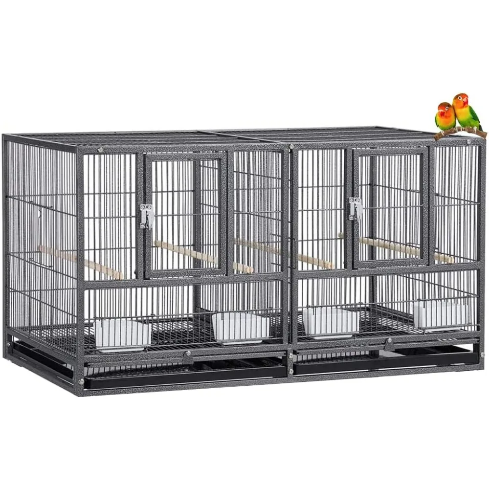 

Combo Breeding Stacker Center Divided Breeder Bird Flight Double Rolling Cage with Side Breeding Nest Door