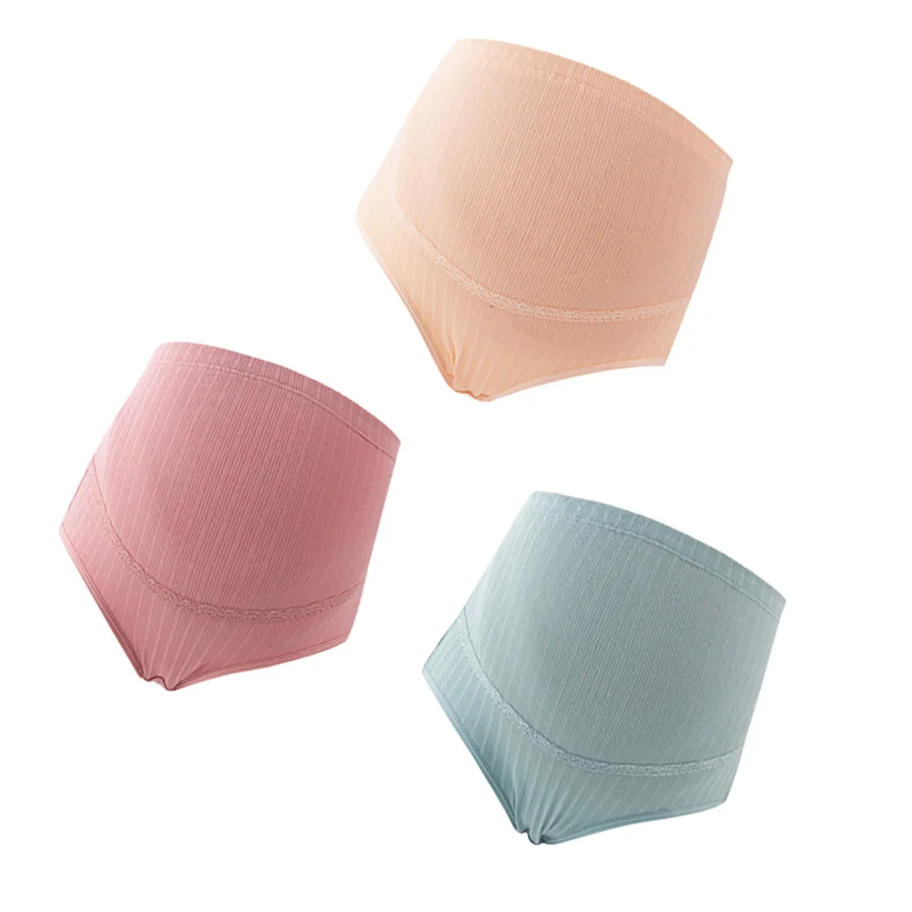 3Pcs High Waist Pregnancy Underwear Soft Cotton Elastic Low Pressure Bump Coverage Maternity Panties for Expectant