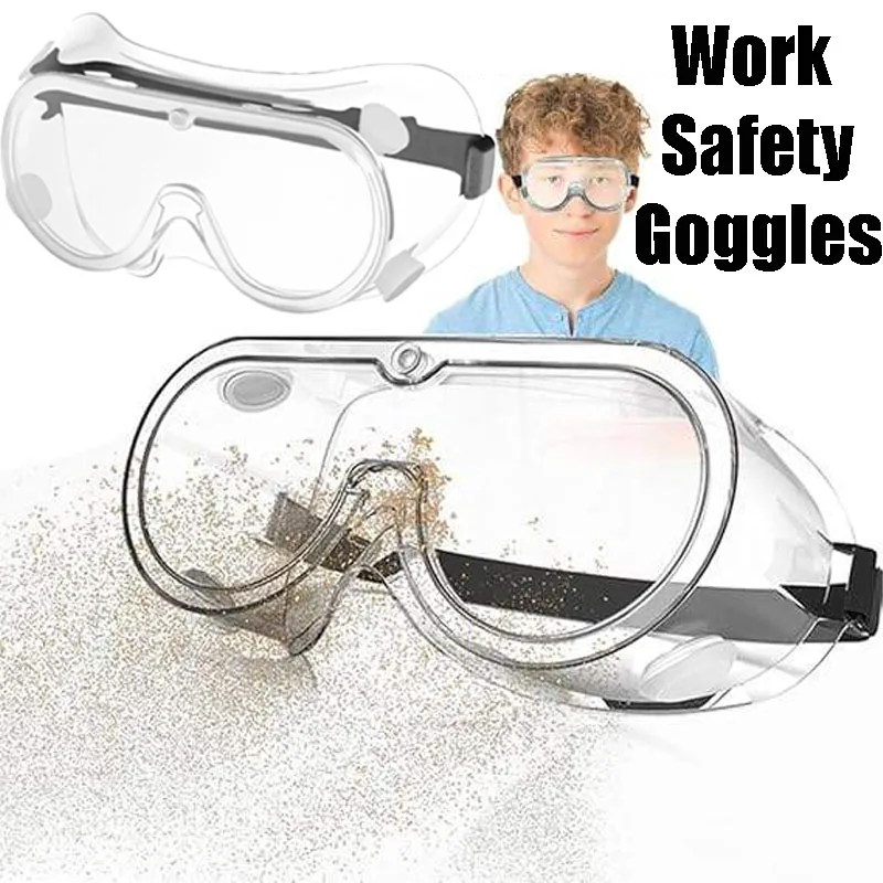 

Safety Goggles Wide-Vision Adjustable Eye Protection Clear Lens Anti Fog Goggles Soft Lightweight Eyewear Safety Glasses