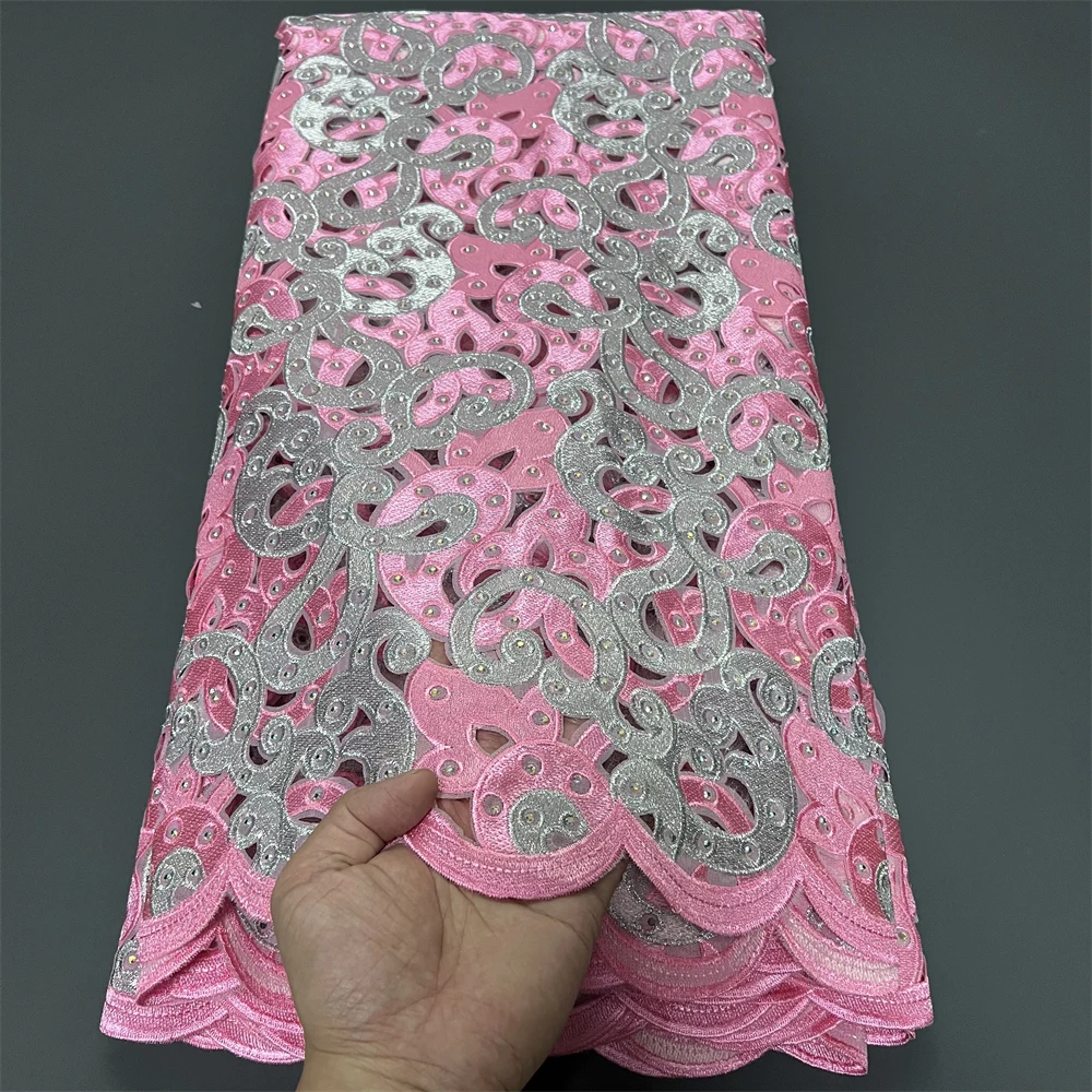 

Latest 2025 African Lace Fabric High Quality,Cotton Fabric Per Meter,Embroidery,Linen,Party Dresses,Tulle,Rhinestone,5 Yards