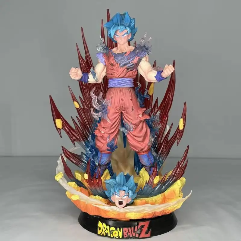 Figura de acción de Dragon Ball Super Blue World King Punch Goku, muñeca coleccionable Super Saiyan Energy Bursting, modelo de juguete, decoración