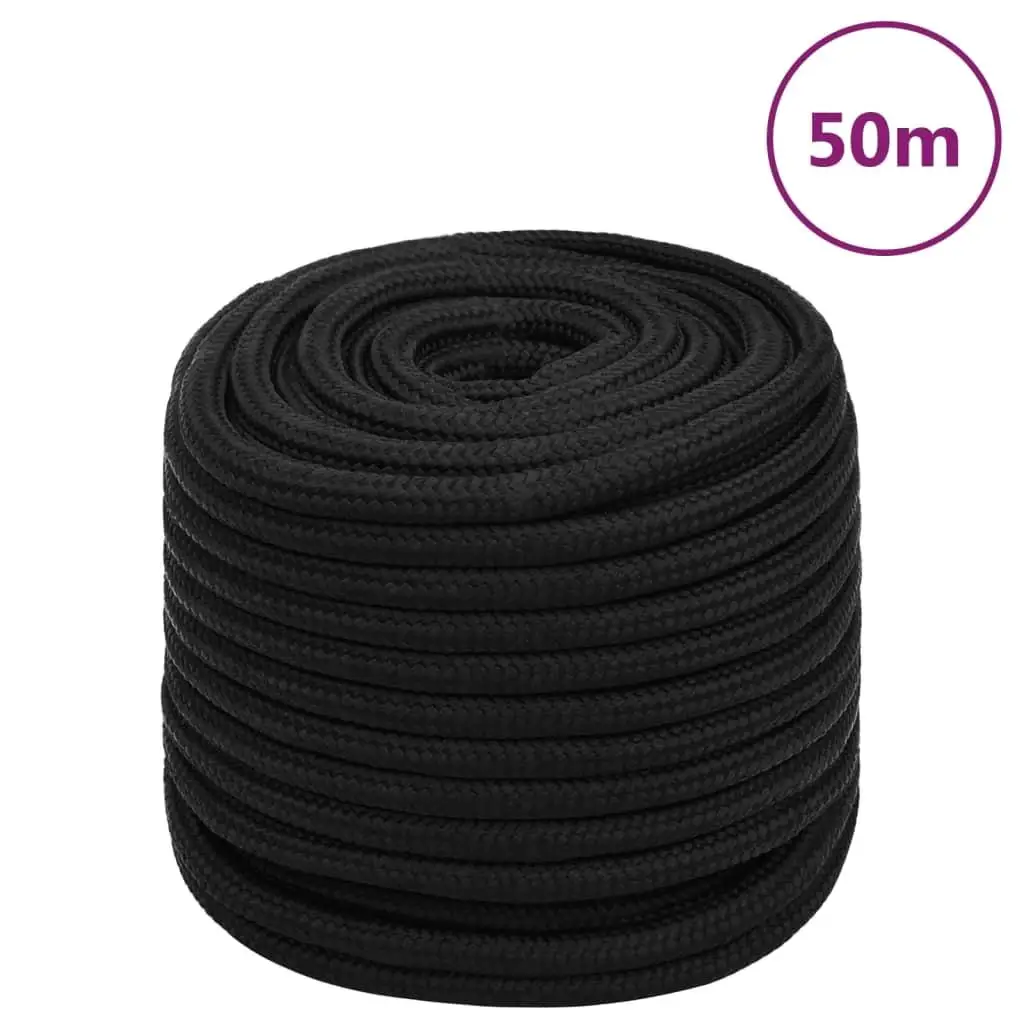 50m 18mm Black Polyester Work Rope - Heavy-Duty, Durable & Versatile for Outdoor & Industrial Use