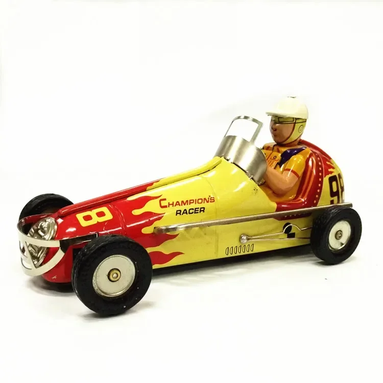 [Funny] Adult Collection Retro Wind up toy Metal Tin Vintage automobiles No.98 F1 Racing car Mechanical Clockwork toy figures