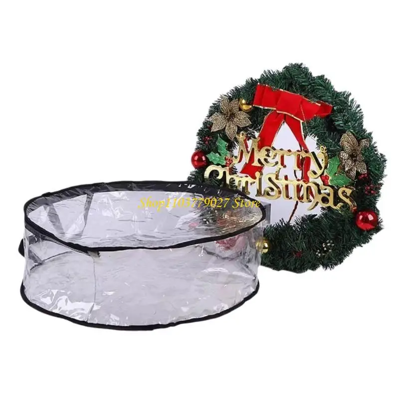 

C4DF Christmas Wreath Storage Bag Clear PVC Garlands Container with Sturdy Handles