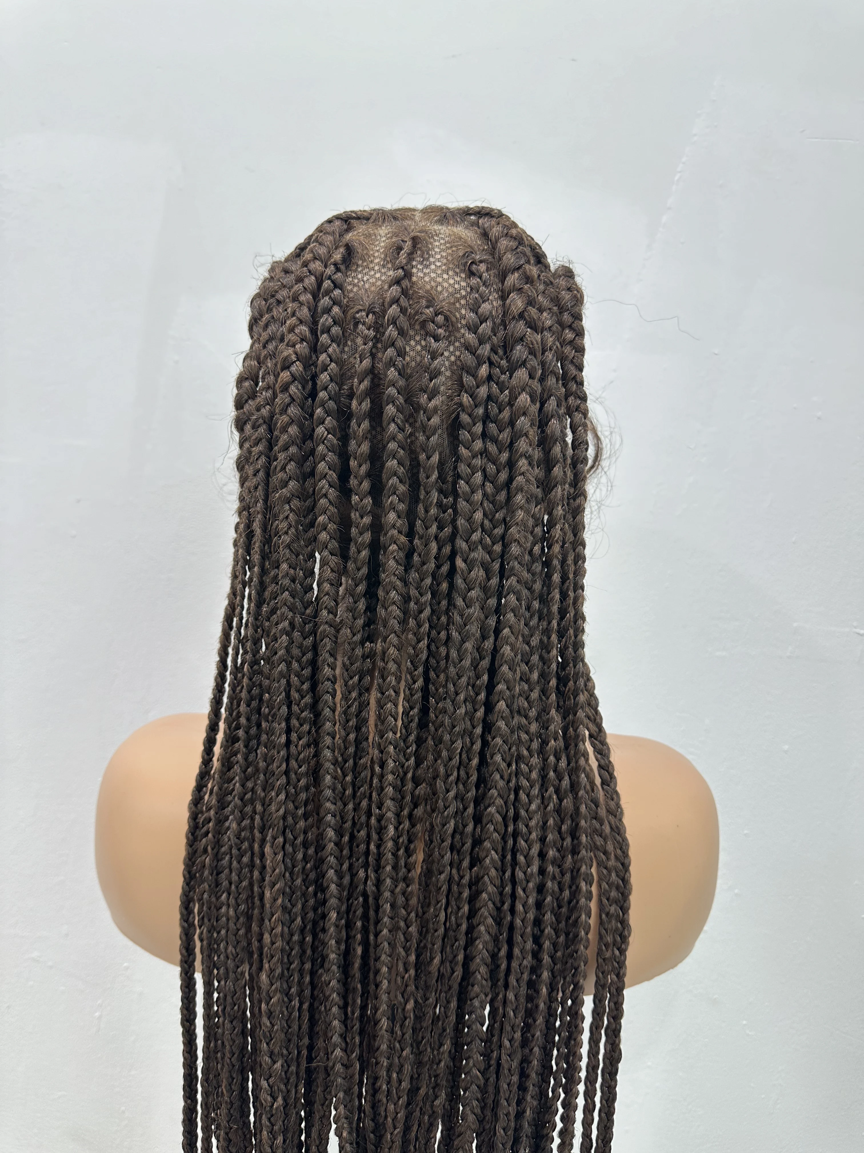 Hz sintético 36 "trranças trançadas perucas para preto feminino peruca cheia do laço trança africano caixa sem nós tranças cabelo perucas dianteiras do laço