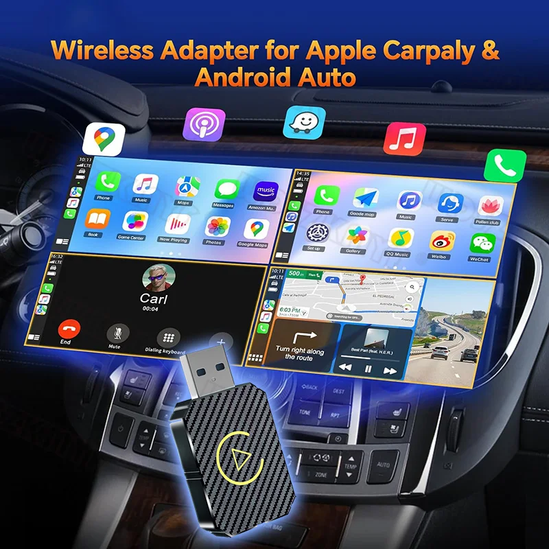 Wireless Car CarPlay Android Auto Smart Carplay Box adattatore Wireless navigazione GPS Plug And Play universale BT Fast Connect