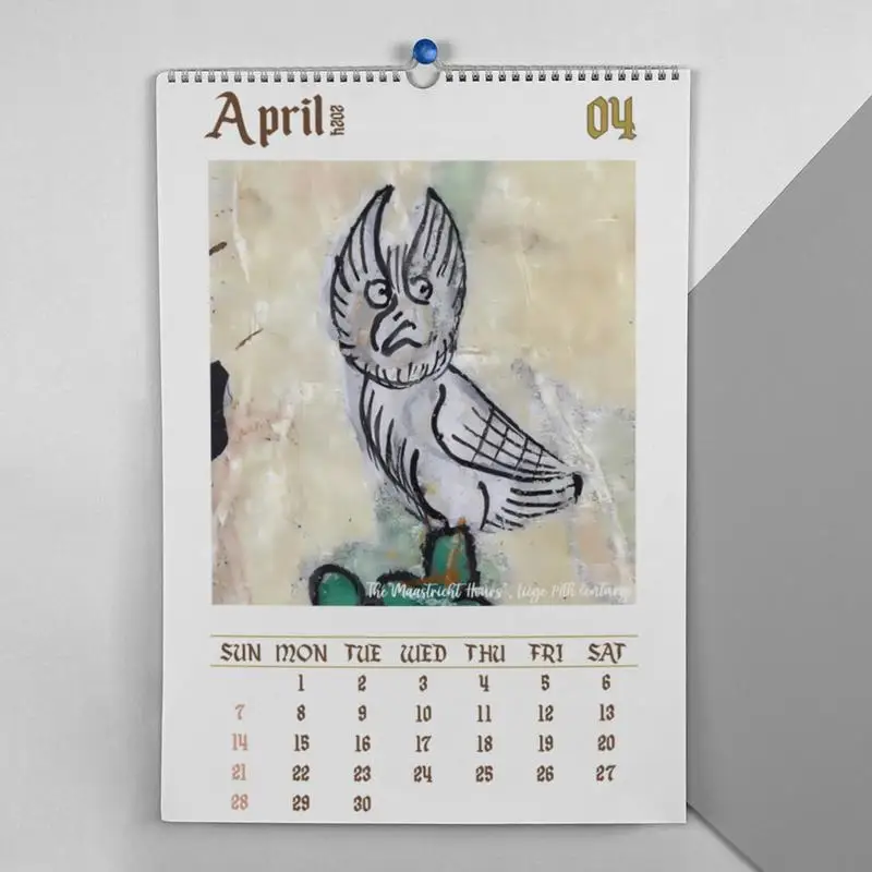 Funny Medieval Owl Paintings Calendar 2024,Owl Calendars 2024 Wall