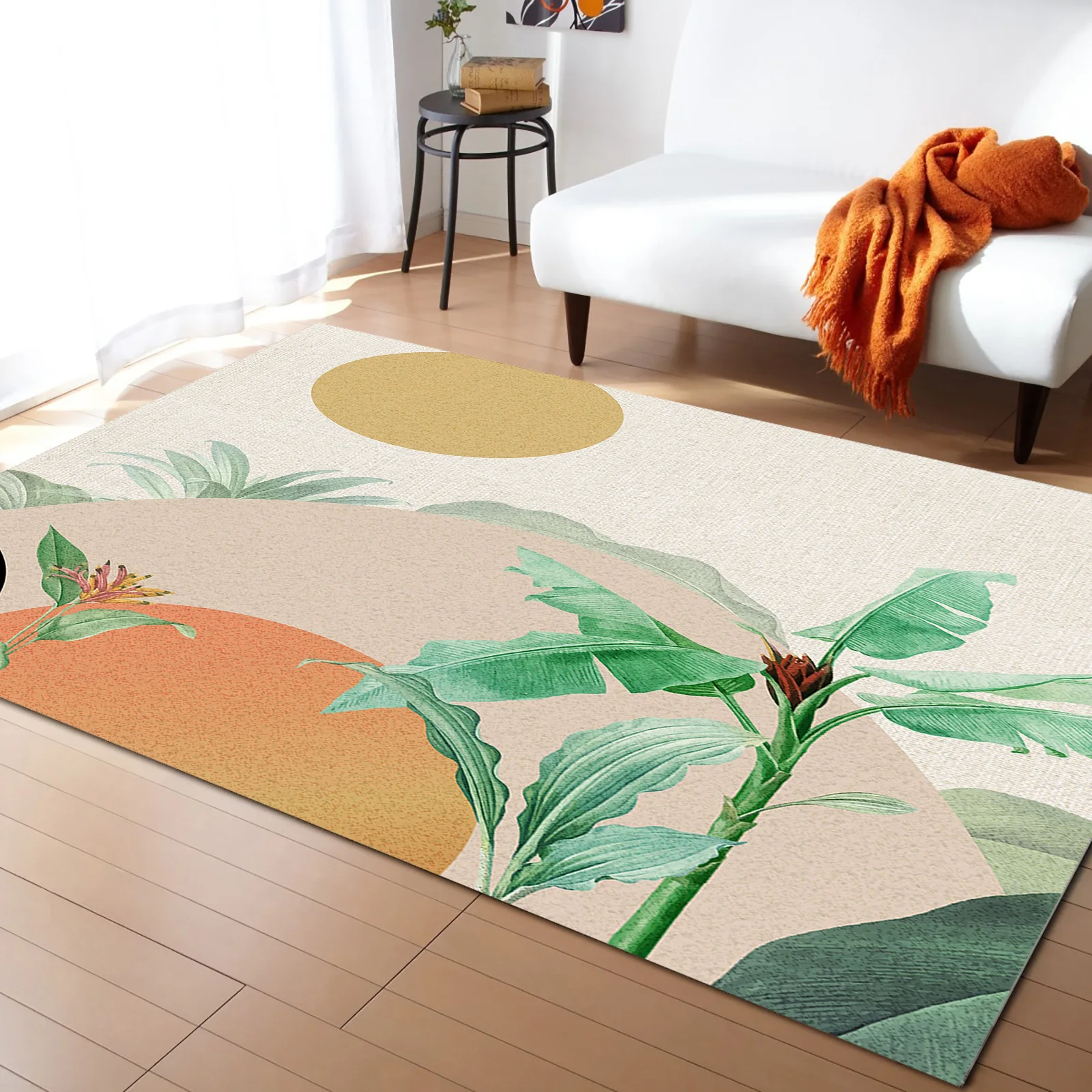 

Богемный абстрактный напольный коврик для гостиной с изображением листьев ветра для детской двери