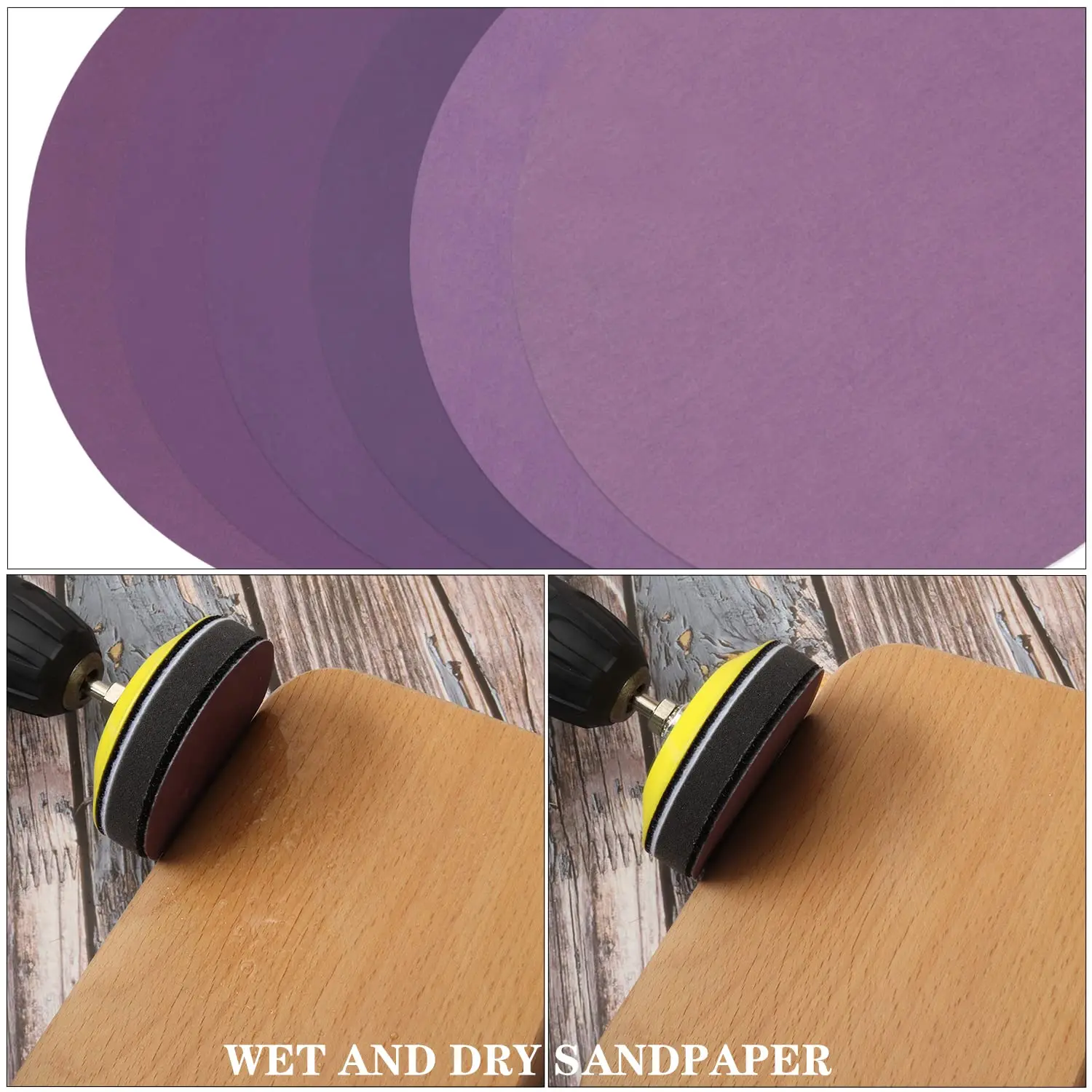 Hook and Loop Lixa para Polir e Lixar Madeira, Interface Pad, 1/4 Shank Backing Plate, Roxo, 3 ", 45 Pcs