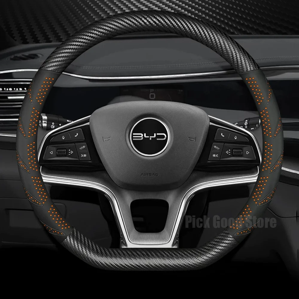 Car Steering Wheel Cover For BYD Dolphin Seal U Dmi Song Plus Yuan Atto 3 Sealion 7/6/5 2025 2026 Car Interior Accessories