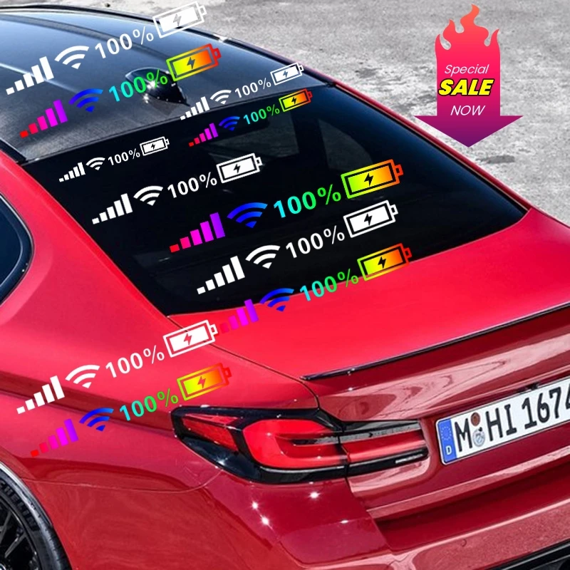 2025 New Car Vinyl Reflective Stickers Wifi Battery Level Signal Decals Decor Car Funny Sticker For Auto Decor Accessories