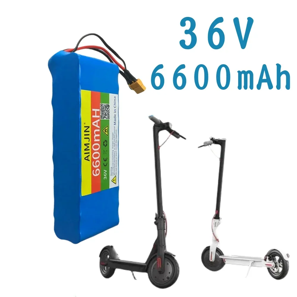 New E-Bike 10S2P 18650 36V 6.6Ah Lithium Battery Pack Built-in BMS,For Electric Scooter Bicycle 36V 6600mAh Li-ion Battery