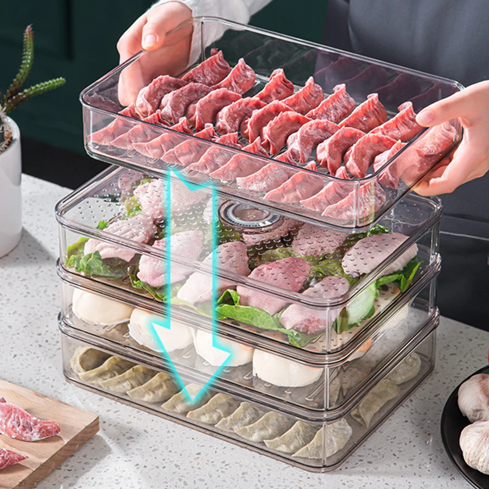 

Refrigerator Square Crisper Food Holder Beverage Fridge Cases Pet Container Drawers Lightweight Safe Practical Texture