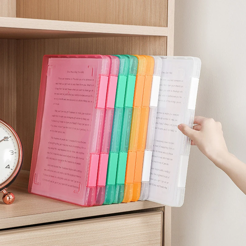 A4 Paper Document Storage Box Home Office School Stationery Holder Transparent Portable File Classification Organizer Boxes