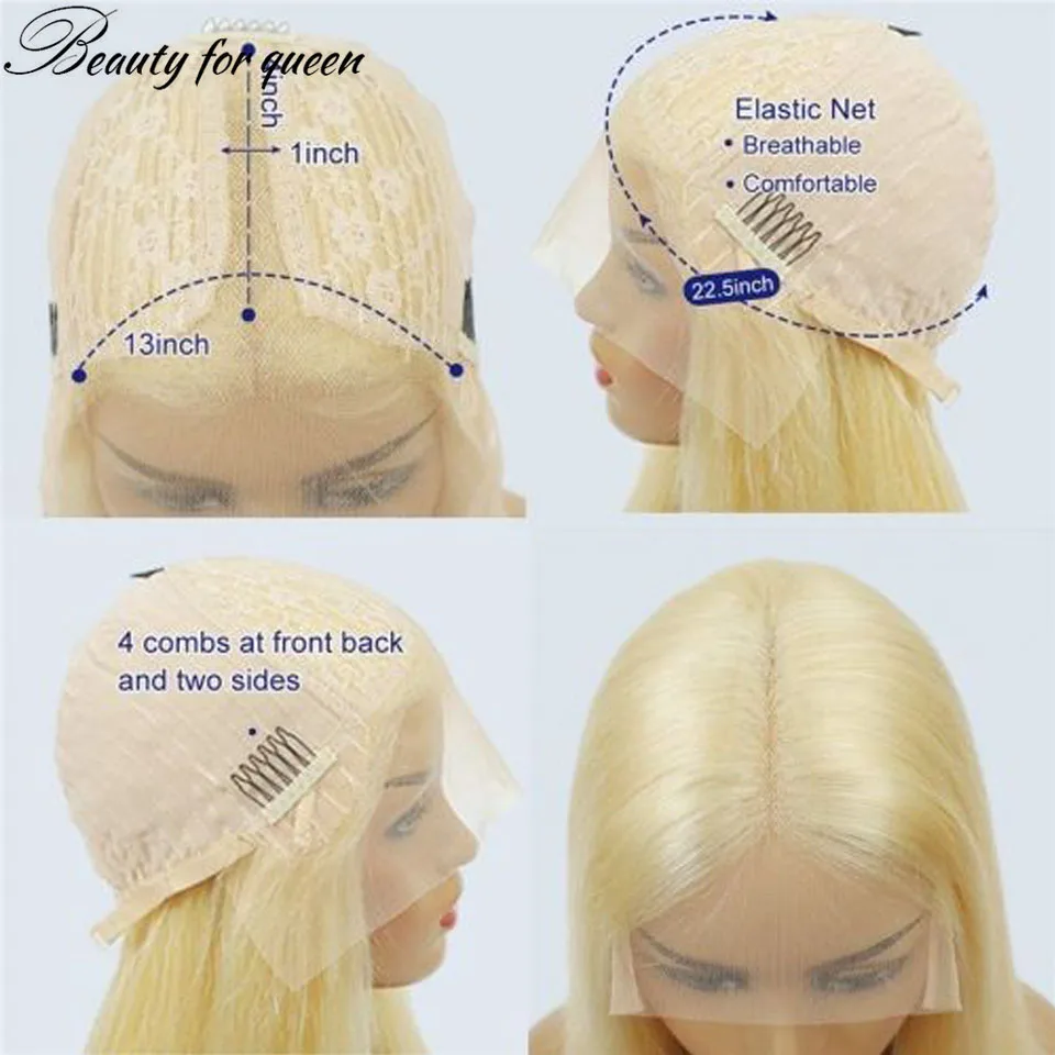 Pink Lace Front Human Hair Wigs For Women Straight Remy Brazilian Hair 150 Density Transparent Lace Frontal Wigs With Baby Hair