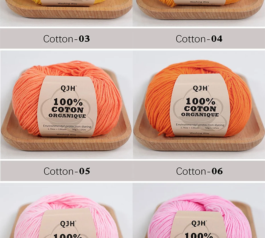 3 Stück 100% Bio-Baumwollgarn, maschinenwaschbar, für Erwachsene und Babys, für Pullover/Handschuhe/Schals/Mützen usw. 50 Gramm (1,76 Unzen) 125 Meter (136 Yards) – Detail 16